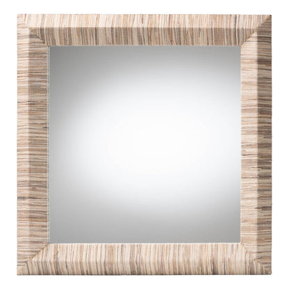 Adino Bohemian Woven Natural Grasscloth Square Accent Mirror
