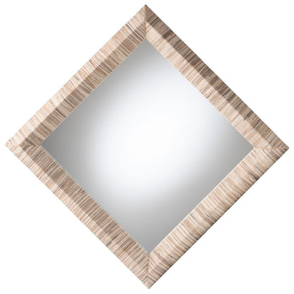 Adino Bohemian Woven Natural Grasscloth Square Accent Mirror