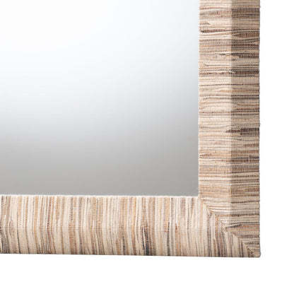 Adino Bohemian Woven Natural Grasscloth Square Accent Mirror