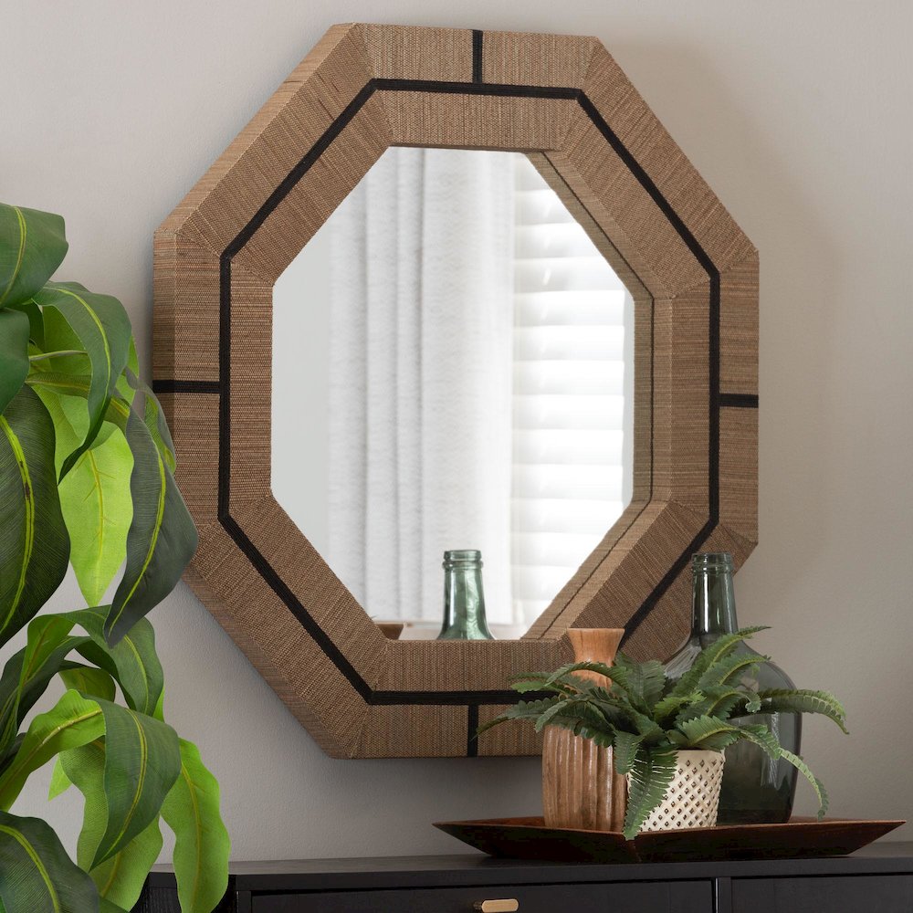 Mirai Bohemian Woven Grasscloth Octagon Accent Mirror