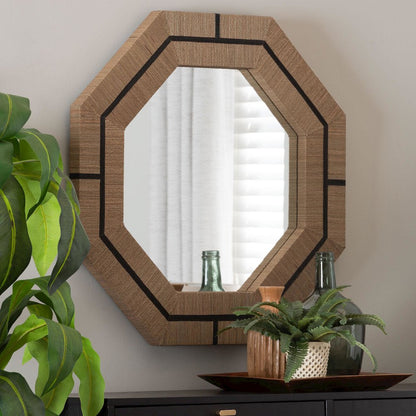 Mirai Bohemian Woven Grasscloth Octagon Accent Mirror