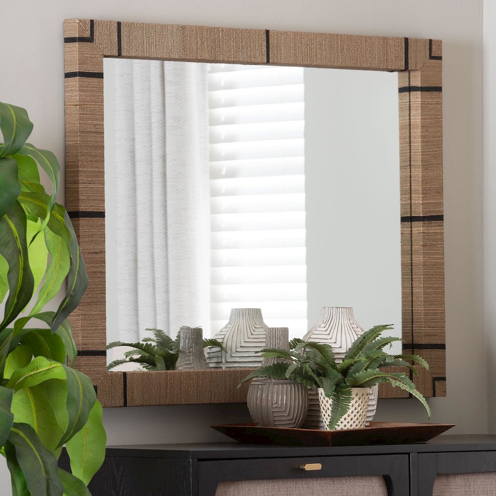 Mirai Bohemian Woven Grasscloth Rectangle Accent Mirror