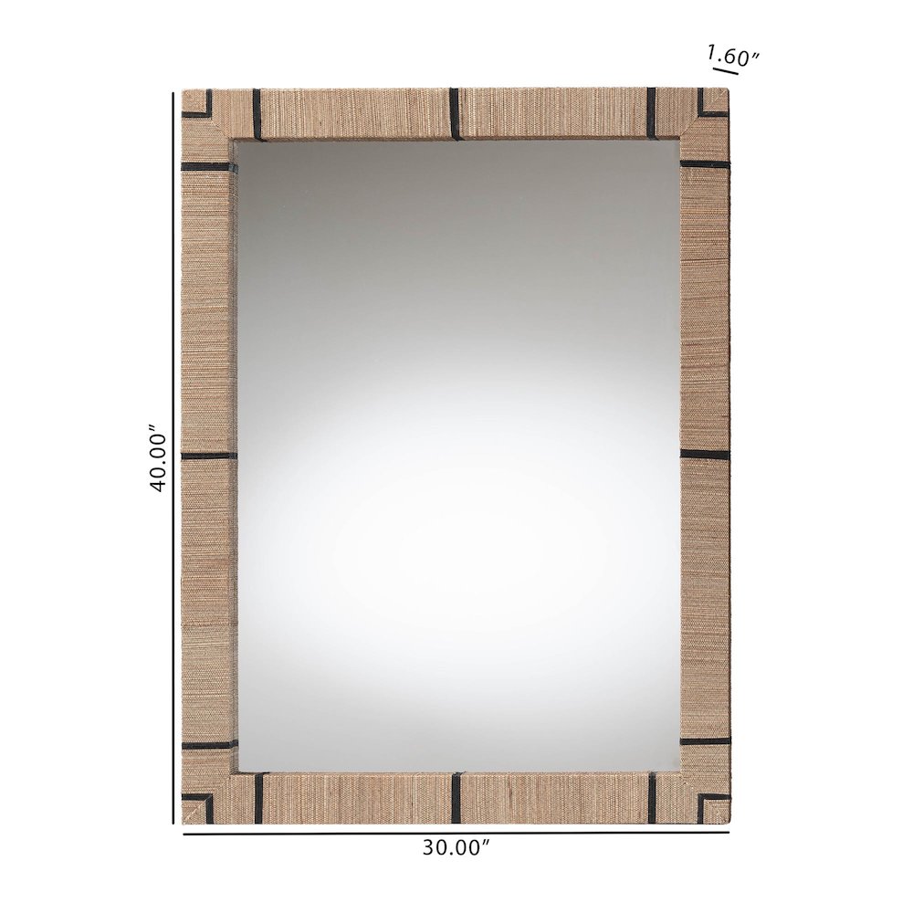 Mirai Bohemian Woven Grasscloth Rectangle Accent Mirror