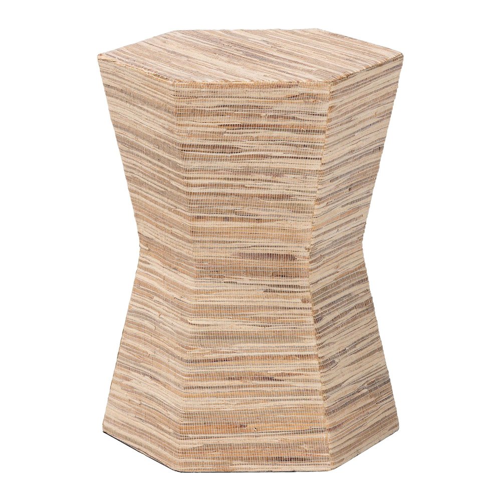 Idana Bohemian Woven Grasscloth Hourglass End Table