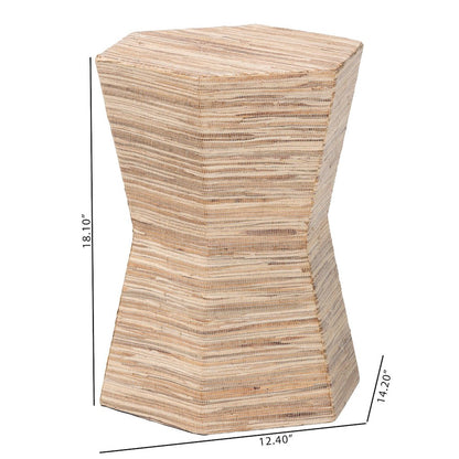 Idana Bohemian Woven Grasscloth Hourglass End Table