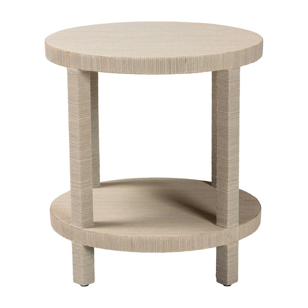 Rocco Bohemian Woven Grasscloth End Table