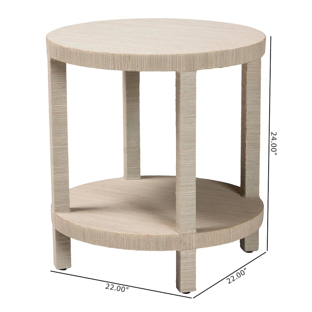 Rocco Bohemian Woven Grasscloth End Table
