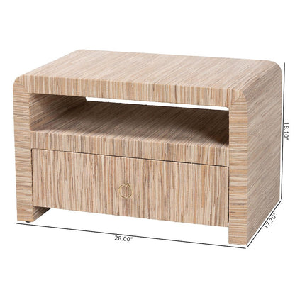 Hannah Bohemian Woven Grasscloth 1-Drawer Nightstand