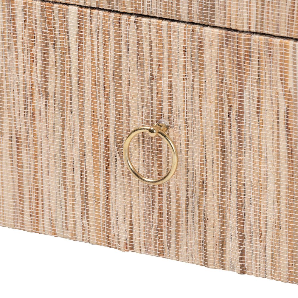 Hannah Bohemian Woven Grasscloth 1-Drawer Nightstand