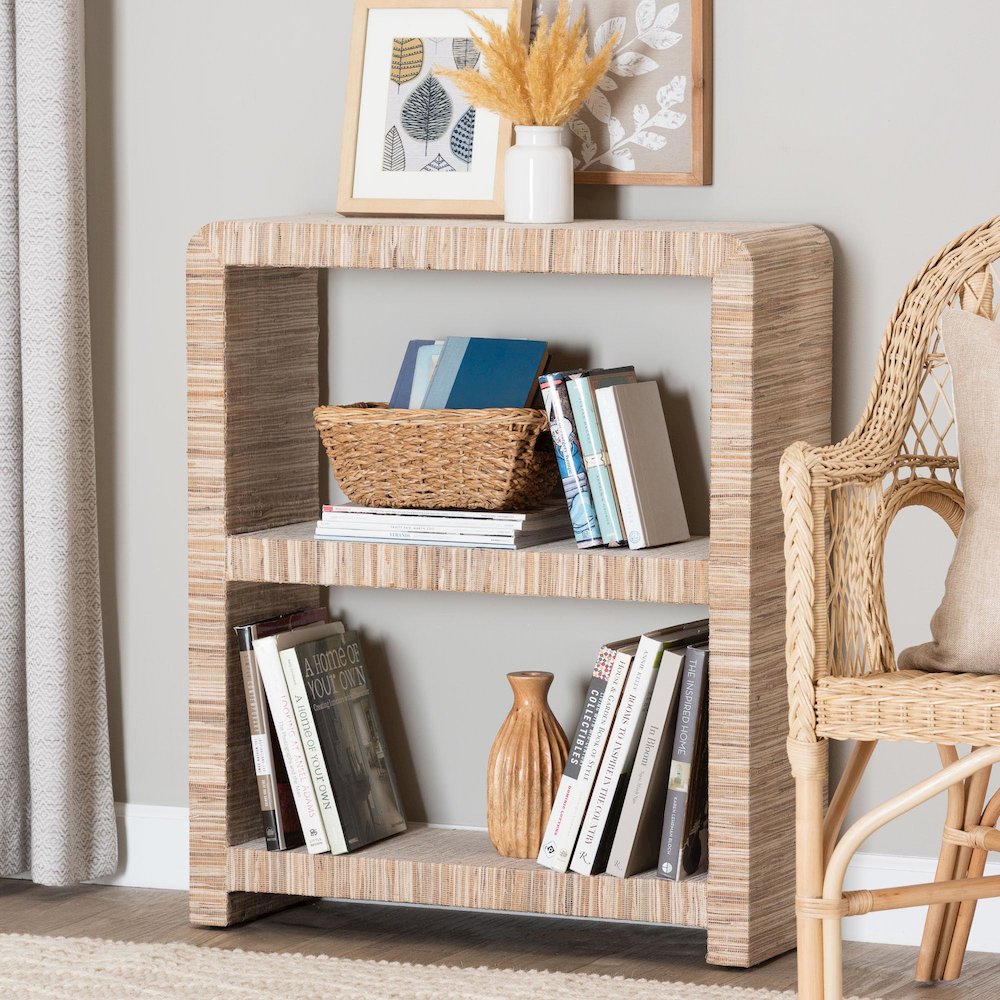 Lucy Bohemian Woven Grasscloth Bookshelf