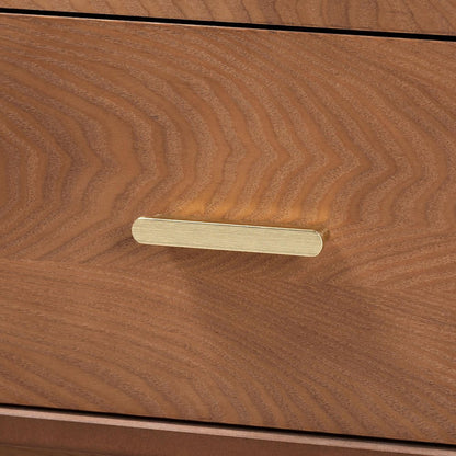 Mandolin Mid-Century Ash Walnut Wood 2-Drawer Nightstand