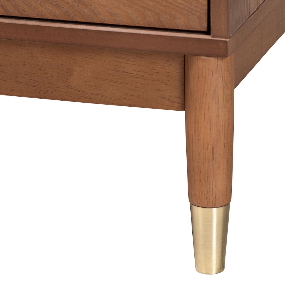 Mandolin Mid-Century Ash Walnut Wood 2-Drawer Nightstand