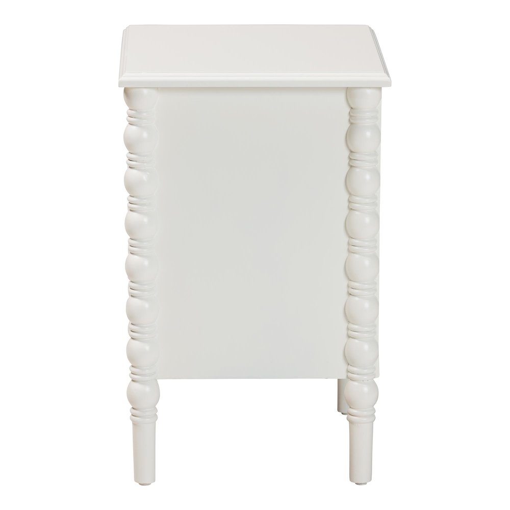Malinda Classic White Wood 2-Drawer End Table with Spindle Legs