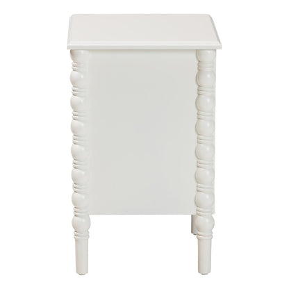 Malinda Classic White Wood 2-Drawer End Table with Spindle Legs