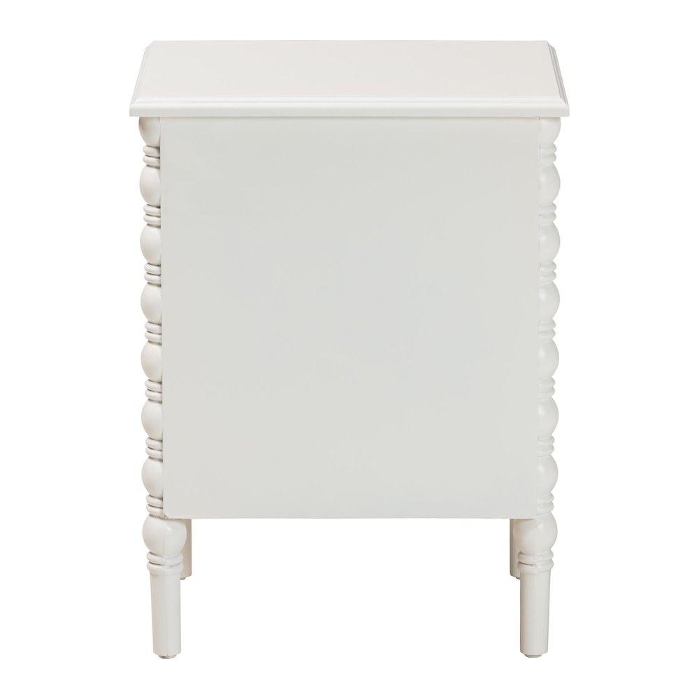 Malinda Classic White Wood 2-Drawer End Table with Spindle Legs