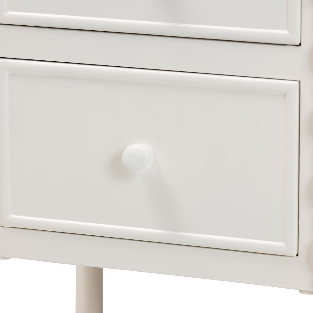 Malinda Classic White Wood 2-Drawer End Table with Spindle Legs