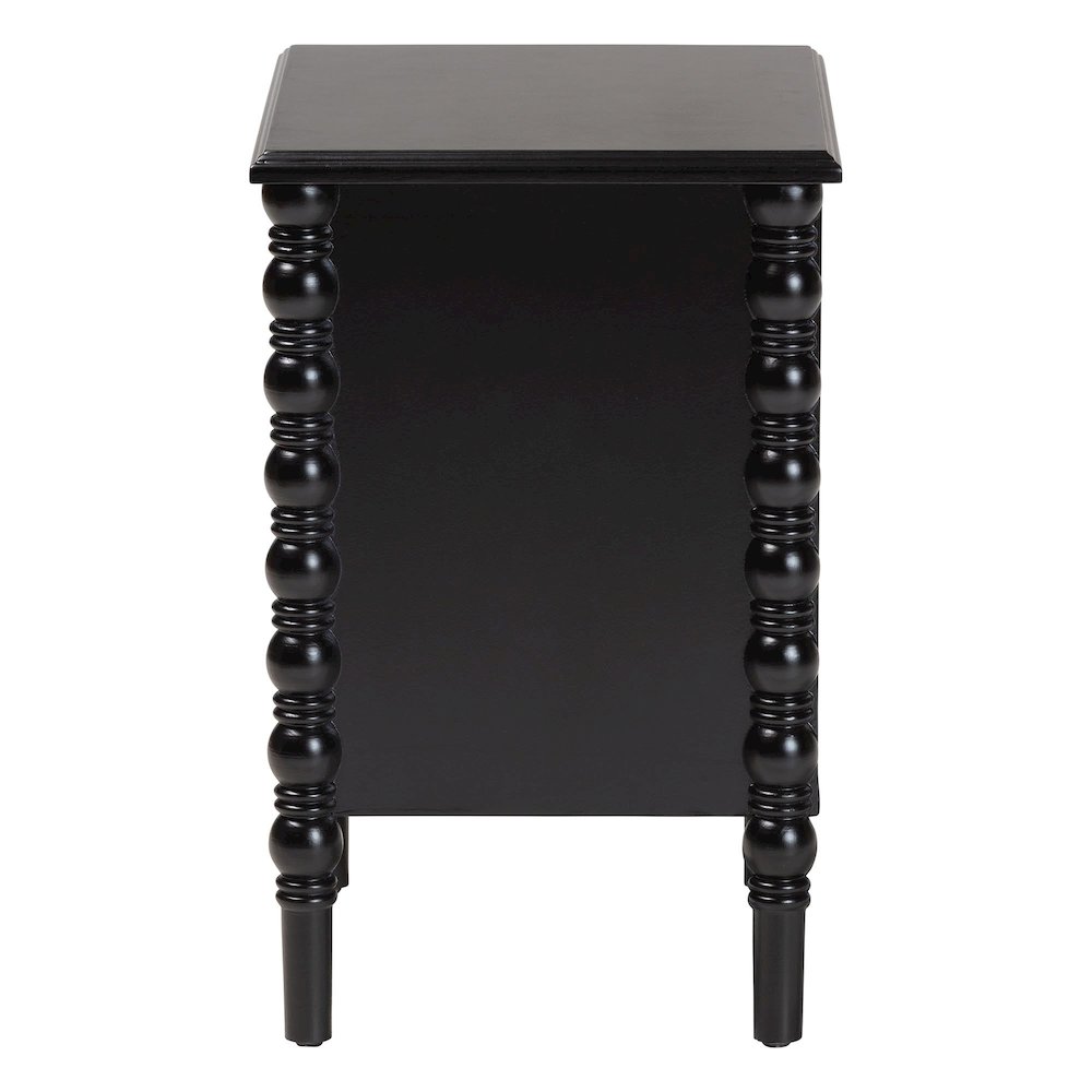 Malinda Classic Black Wood 2-Drawer End Table with Spindle Legs