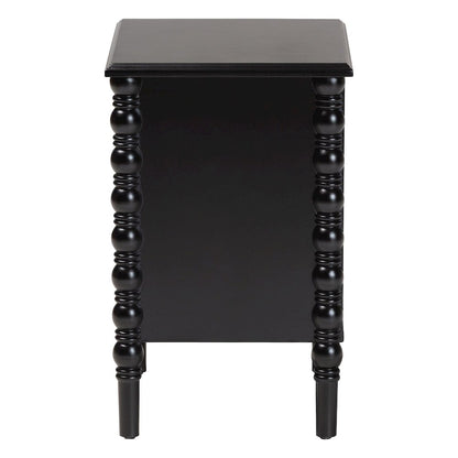Malinda Classic Black Wood 2-Drawer End Table with Spindle Legs