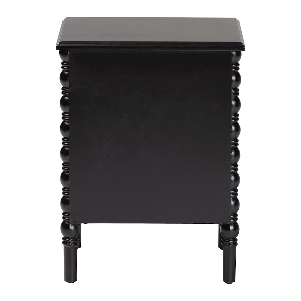 Malinda Classic Black Wood 2-Drawer End Table with Spindle Legs