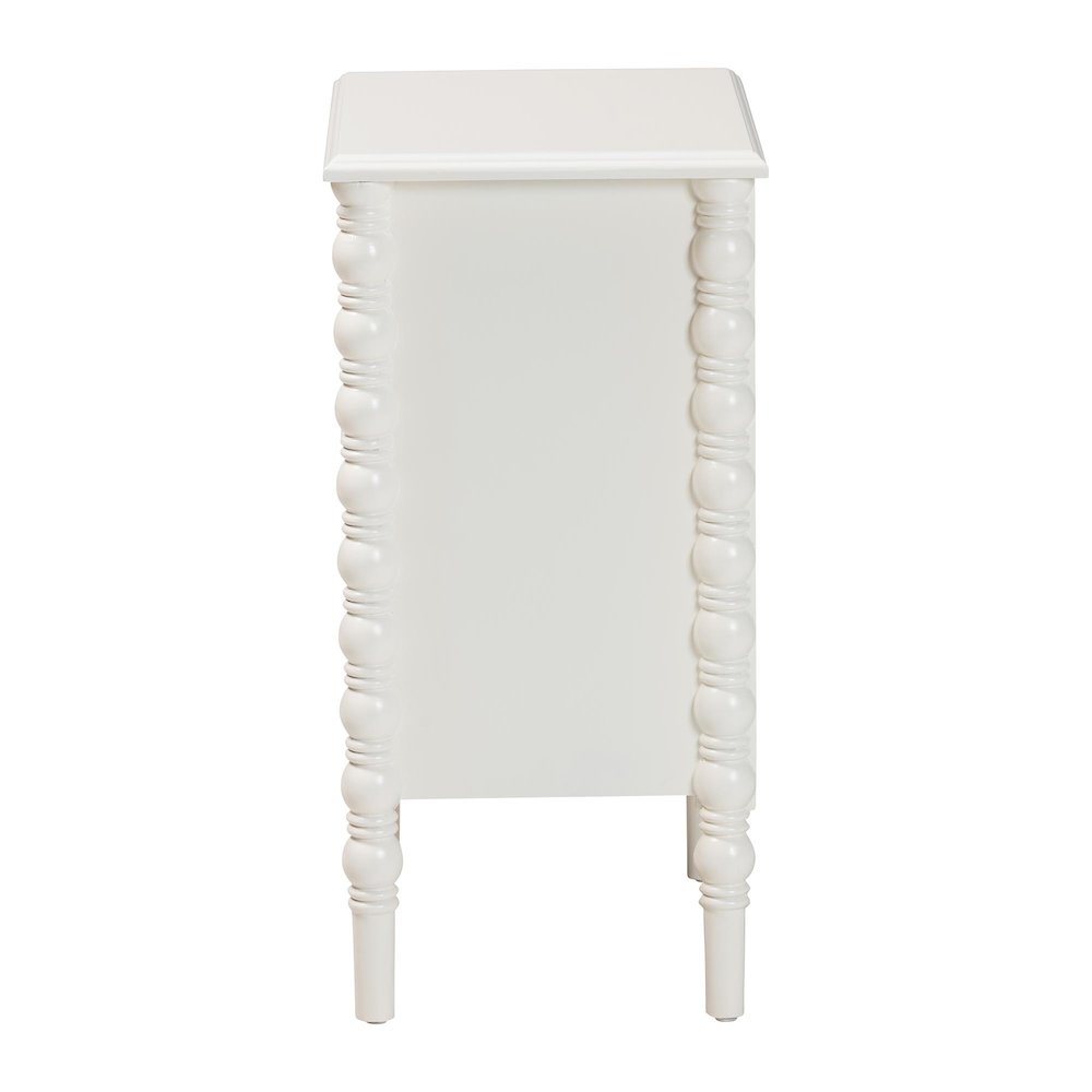 Malinda Classic White Wood 3-Drawer End Table with Spindle Legs