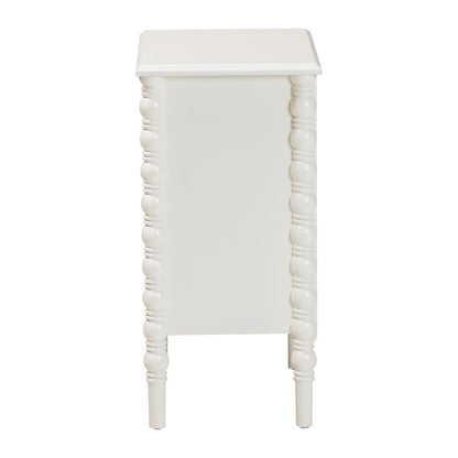 Malinda Classic White Wood 3-Drawer End Table with Spindle Legs