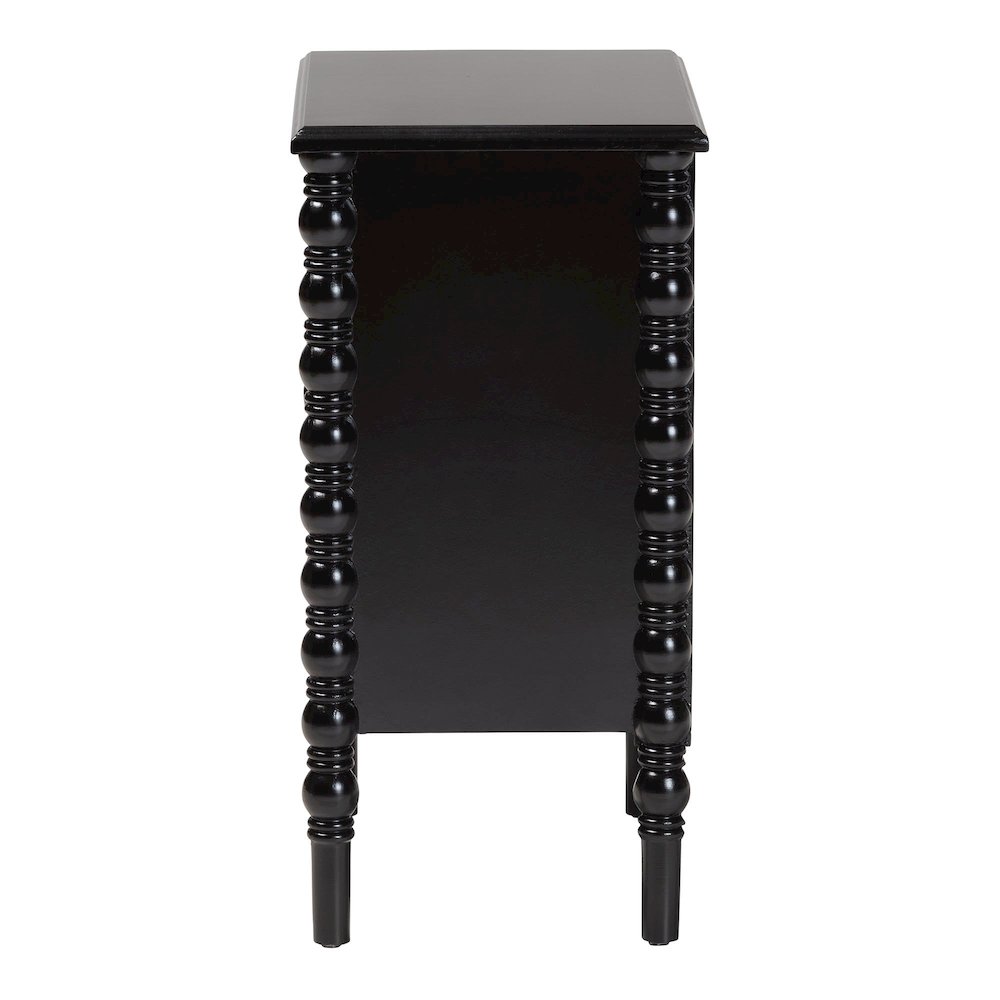 Malinda Classic Black Wood 3-Drawer End Table with Spindle Legs