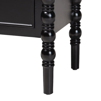 Malinda Classic Black Wood 3-Drawer End Table with Spindle Legs