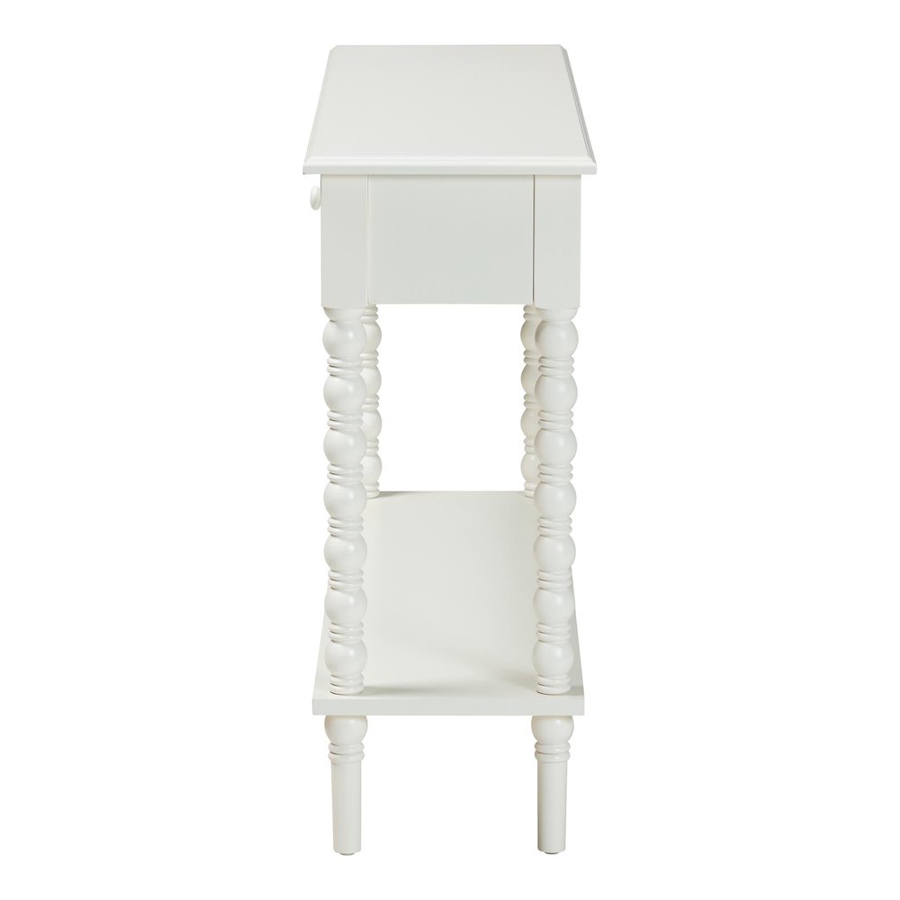 Malinda Classic White Wood 2-Drawer Console Table with Spindle Legs