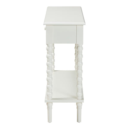 Malinda Classic White Wood 2-Drawer Console Table with Spindle Legs