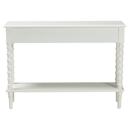 Malinda Classic White Wood 2-Drawer Console Table with Spindle Legs