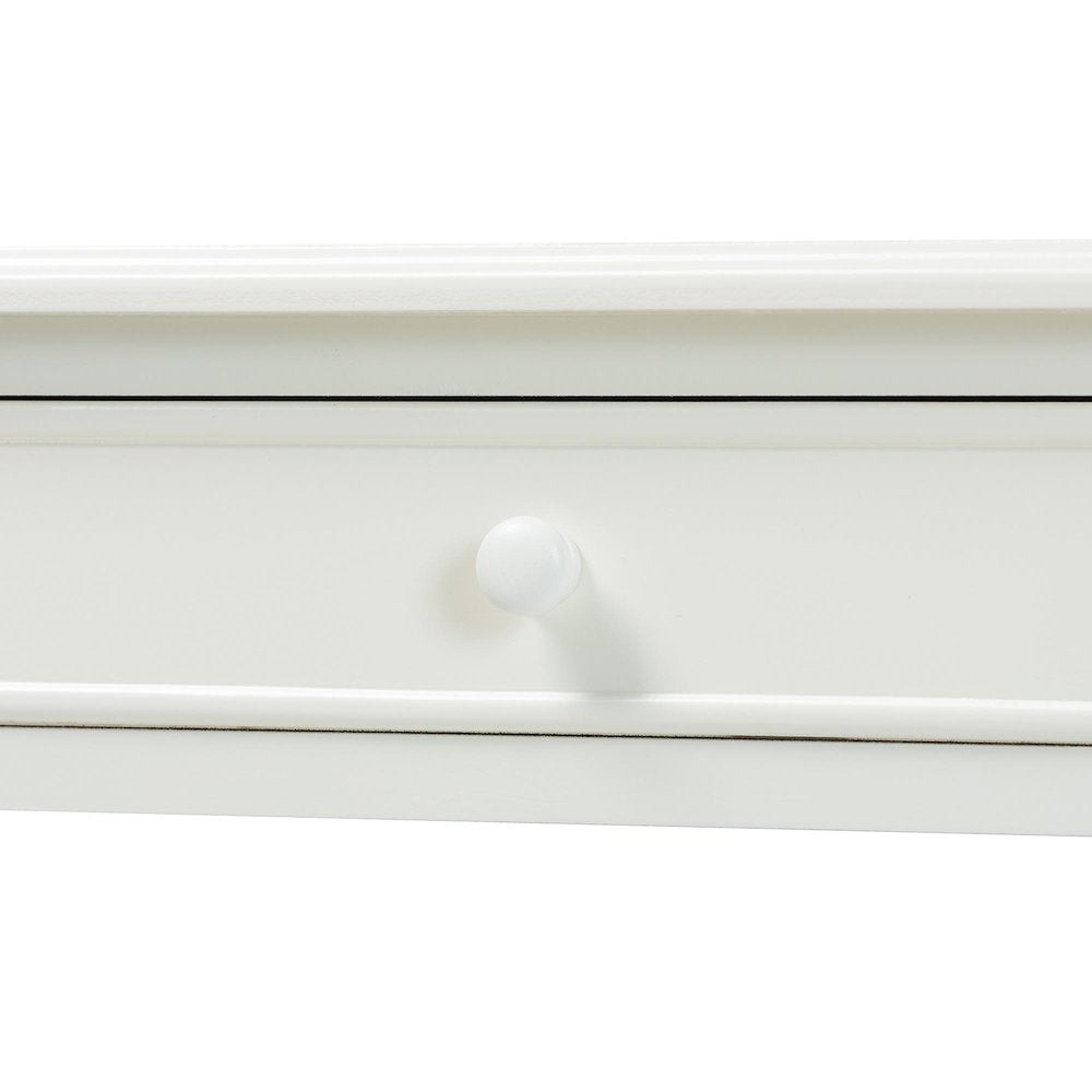 Malinda Classic White Wood 2-Drawer Console Table with Spindle Legs