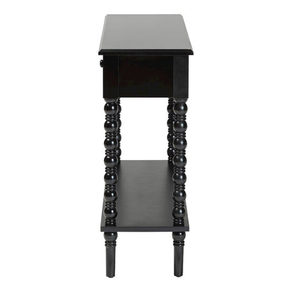 Malinda Classic Black Wood 2-Drawer Console Table with Spindle Legs