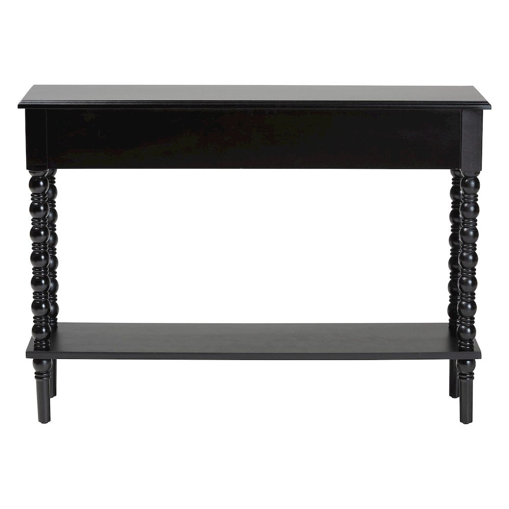 Malinda Classic Black Wood 2-Drawer Console Table with Spindle Legs