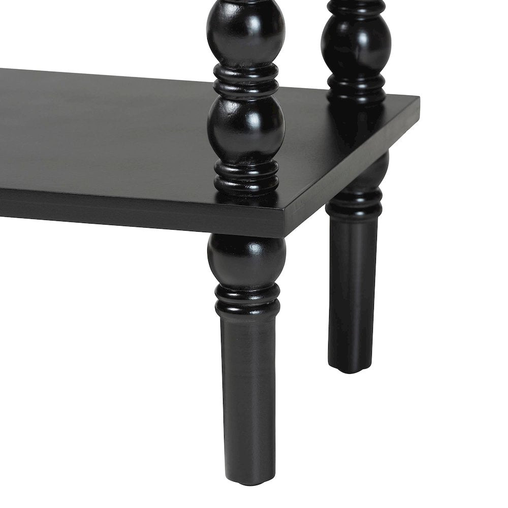 Malinda Classic Black Wood 2-Drawer Console Table with Spindle Legs