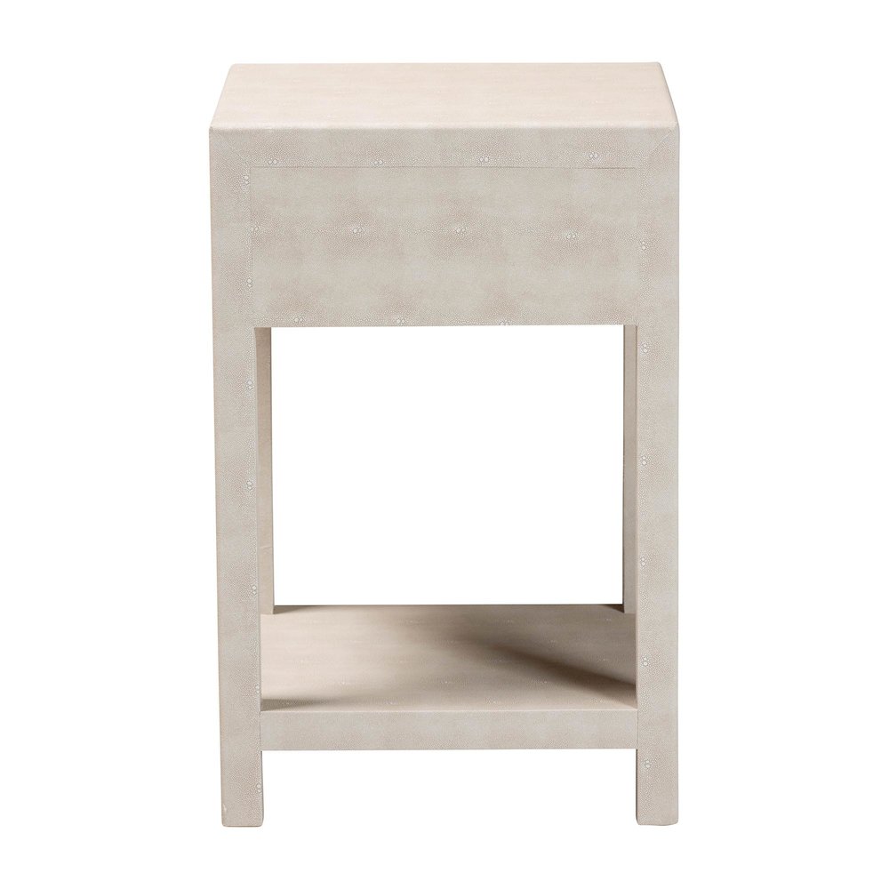 Dansby Modern Beige Faux Shagreen 1-Drawer End Table