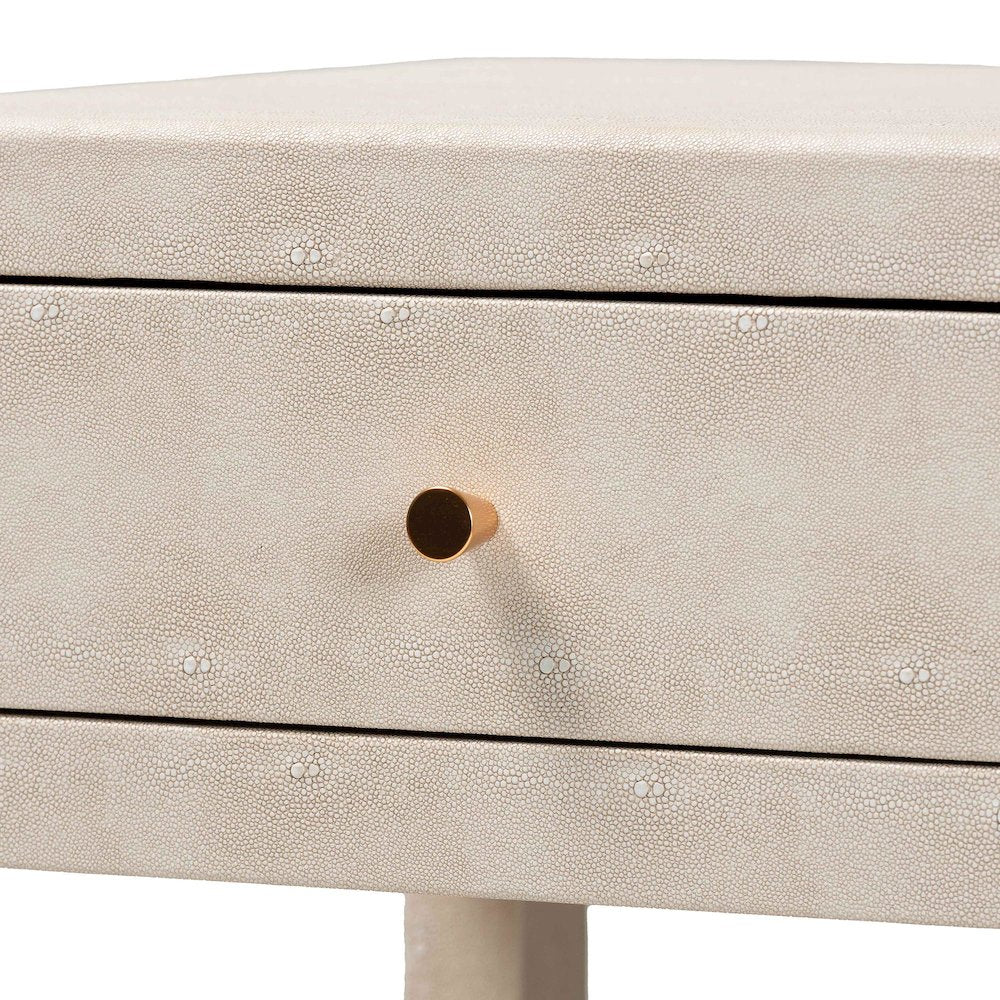 Dansby Modern Beige Faux Shagreen 1-Drawer End Table