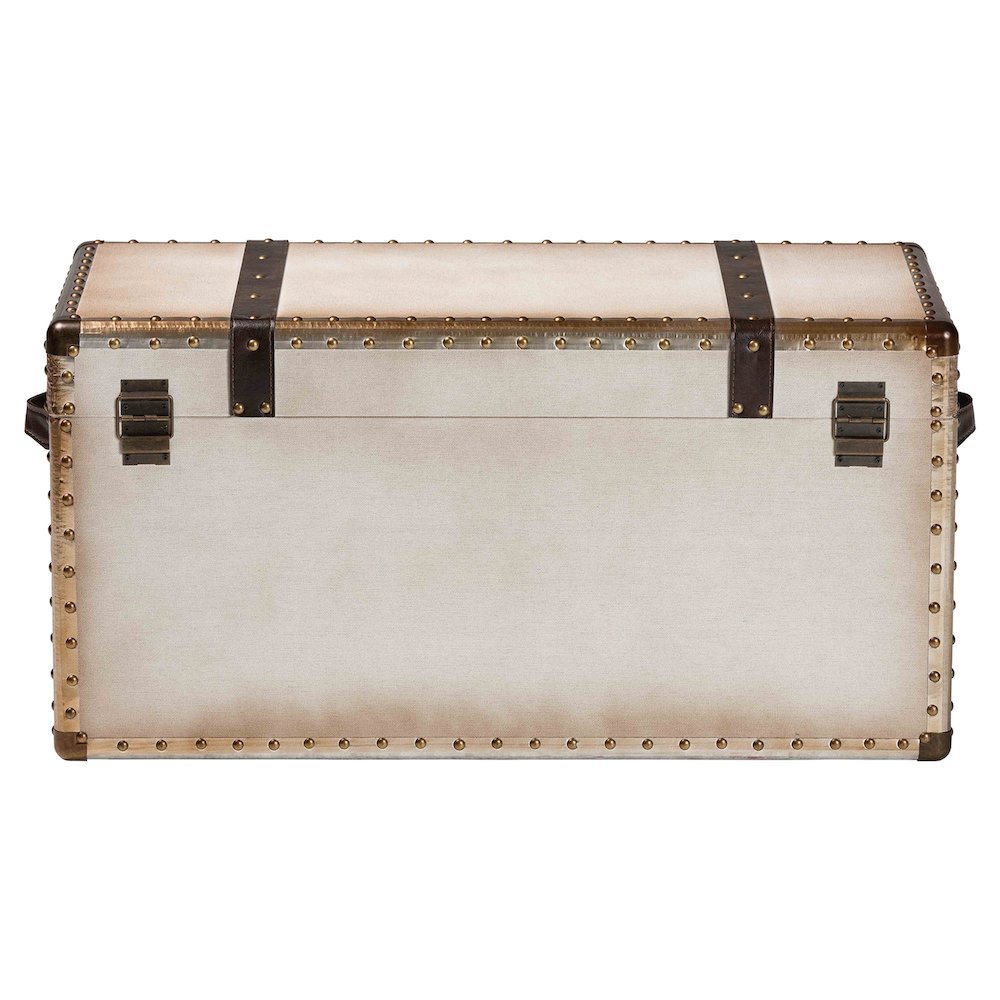 Nevio Vintage Weathered White Canvas Storage Trunk