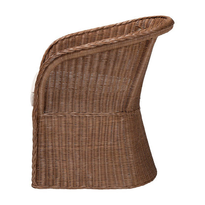 Memphis Bohemian Peanut Brown Braided Rattan Arm Chair