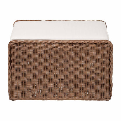 Derris Bohemian Peanut Brown Braided Rattan Footstool