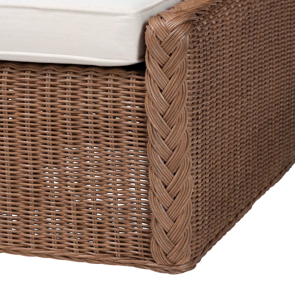 Derris Bohemian Peanut Brown Braided Rattan Footstool