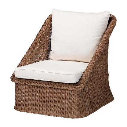 Derris Bohemian Peanut Brown Braided Rattan Arm Chair
