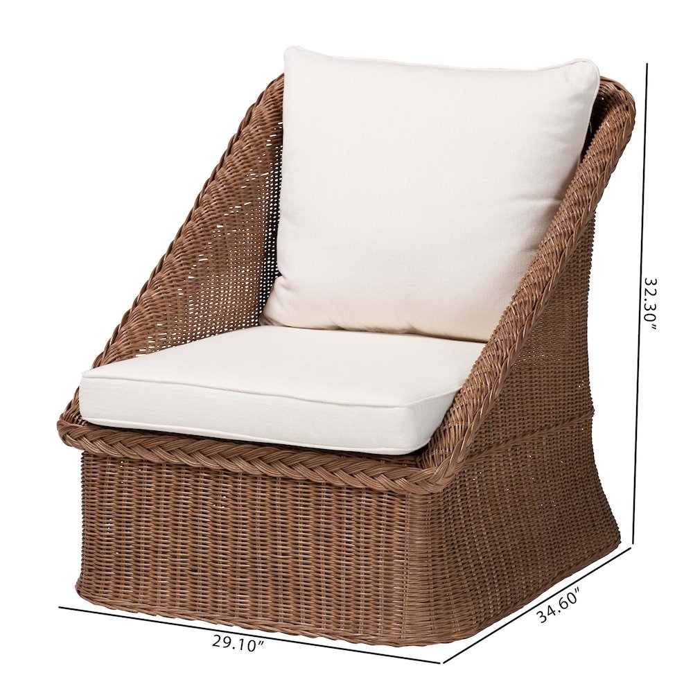 Derris Bohemian Peanut Brown Braided Rattan Arm Chair