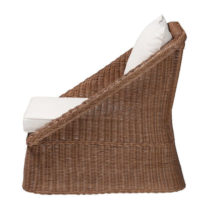 Derris Bohemian Peanut Brown Braided Rattan Arm Chair