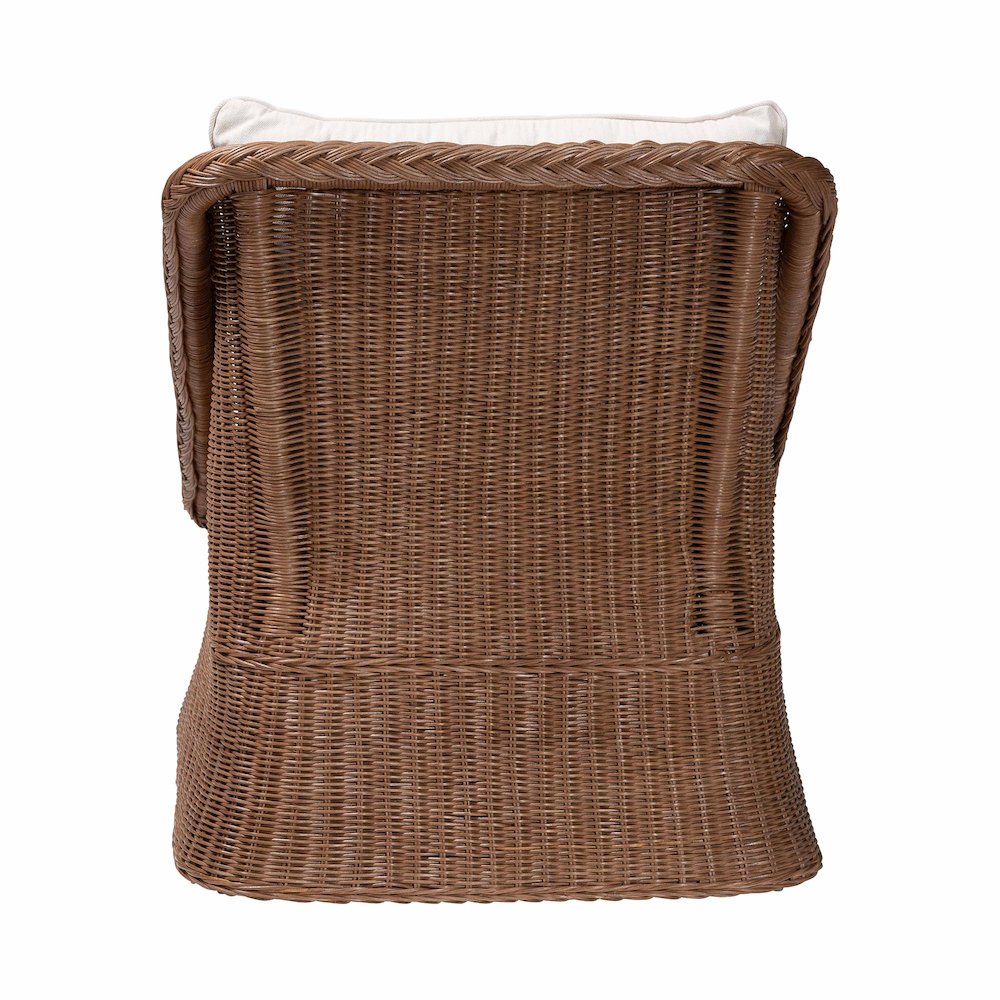 Derris Bohemian Peanut Brown Braided Rattan Arm Chair
