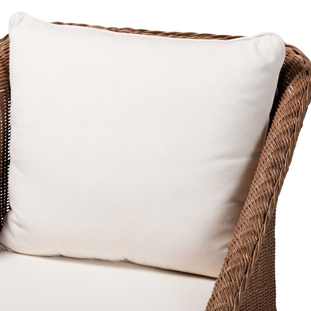 Derris Bohemian Peanut Brown Braided Rattan Arm Chair