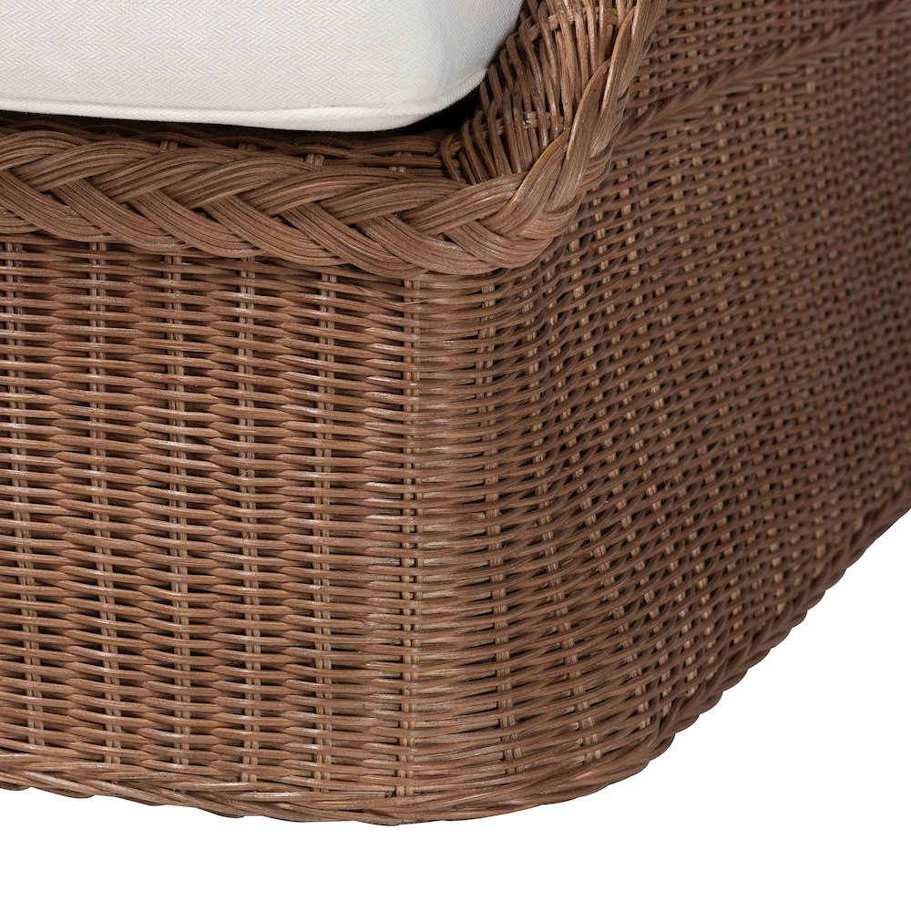 Derris Bohemian Peanut Brown Braided Rattan Arm Chair