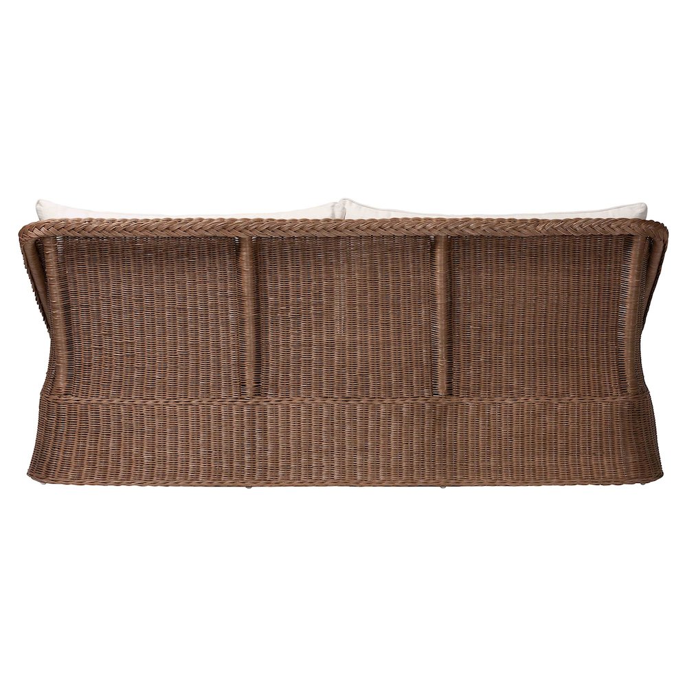 Derris Bohemian Peanut Brown Braided Rattan Sofa