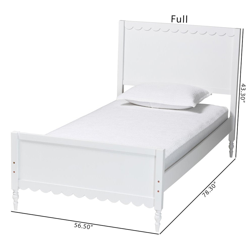 Roni Modern White Wood Twin Platform Bed with Scalloped Edges