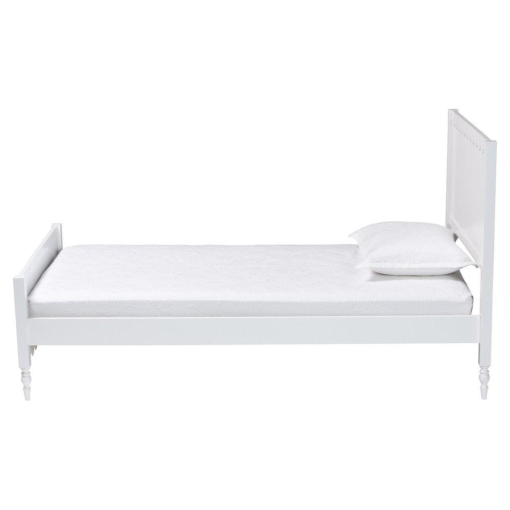 Roni Modern White Wood Twin Platform Bed with Scalloped Edges