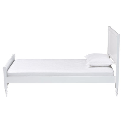 Roni Modern White Wood Twin Platform Bed with Scalloped Edges